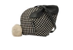 Mini Bunny Houndstooth Crossbody, Fabric/Leather, Black/White,101826,S, 2*